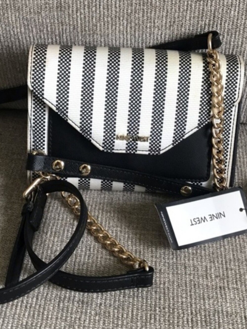 Nine West NWT Striped Black and White Crossbody Bag - Women Bags